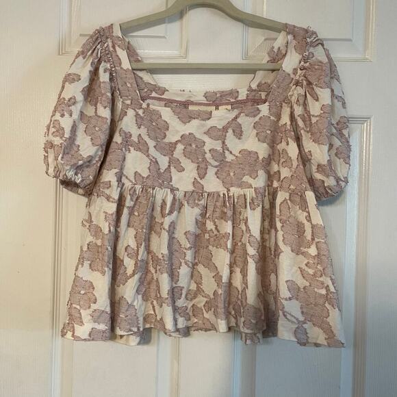 Maeve by Anthropologie Batia Textured Babydoll Top size LP - Picture 1 of 14